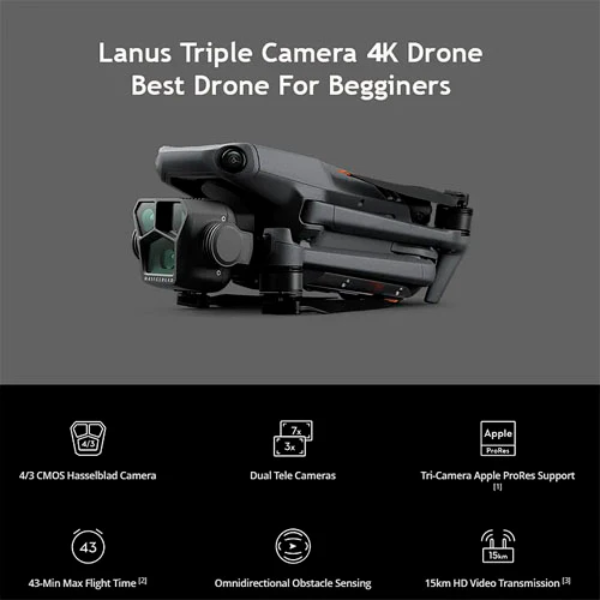 2025 4K Drone for Adults – Auto Return, Brushless Motor, Circular Flight, Waypoints, Altitude Hold, Headless Mode, 43min Flight Time