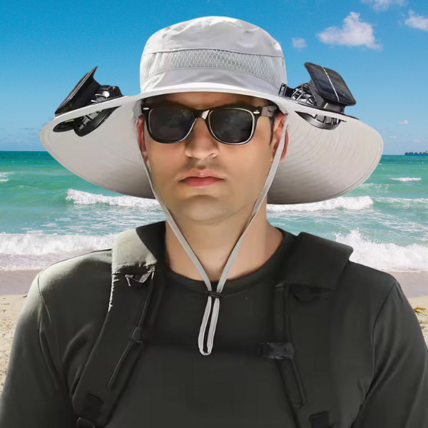 Fishing Hat with Solar-Powered Fan