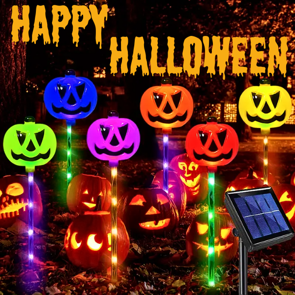 6 Solar Powered Pumpkin LED Lights (Save on electricity bills this Halloween)
