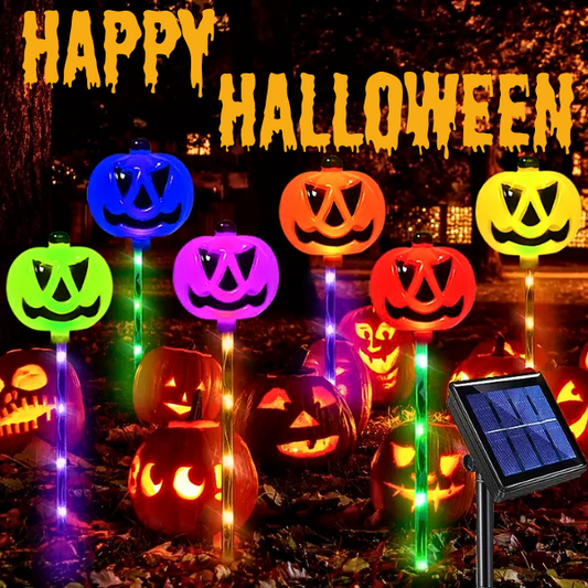 6 Solar Powered Pumpkin LED Lights (Save on electricity bills this Halloween)