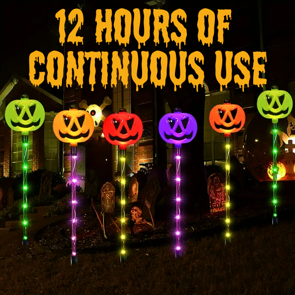 6 Solar Powered Pumpkin LED Lights (Save on electricity bills this Halloween)