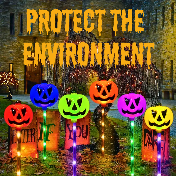 6 Solar Powered Pumpkin LED Lights (Save on electricity bills this Halloween)